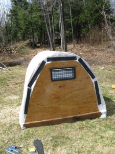 hoop house with vent:plastic installed